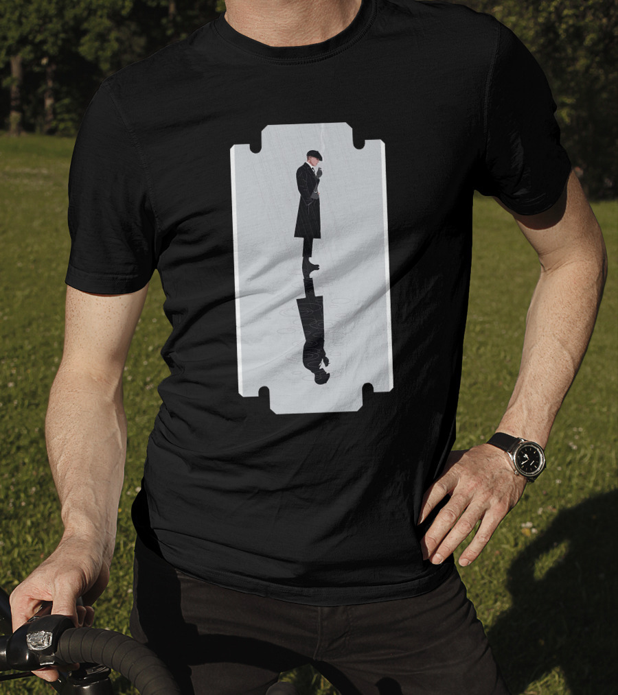 Thomas Shelby Reflective Razor Blade Shadow Image T-Shirt