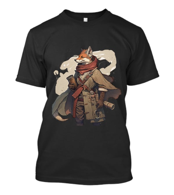 Fox Adventurer With Scrolls And Scarf T-Shirt