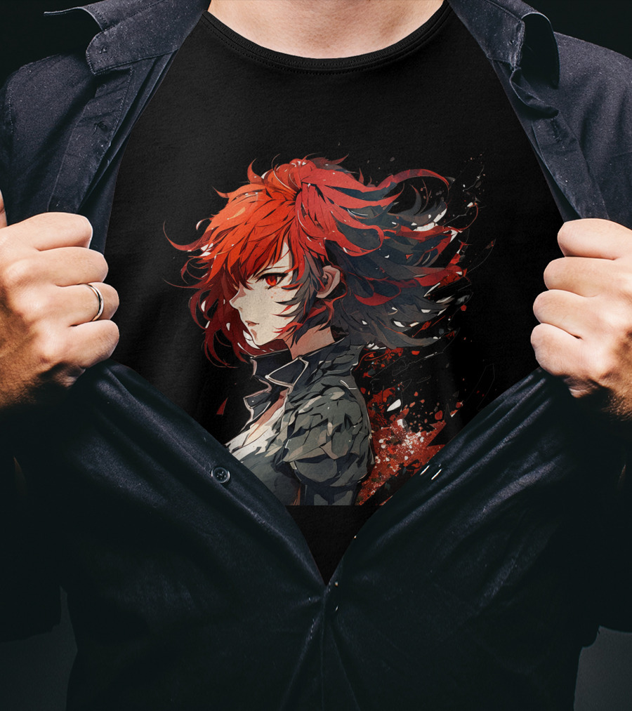 Ryuko Red Hair Anime Character Dynamic T-Shirt