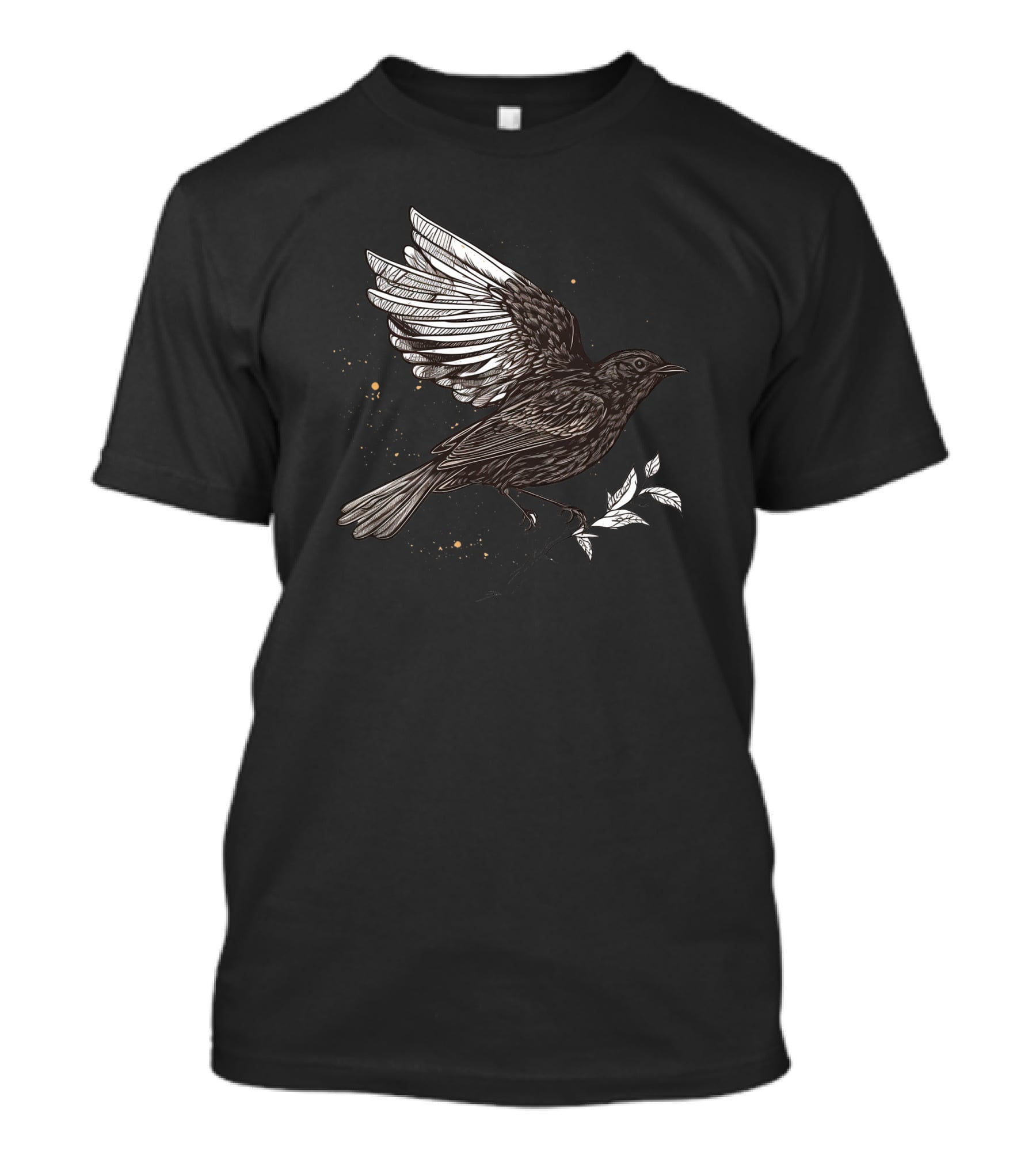 Blackbird Outline Detailed Bird T-Shirt