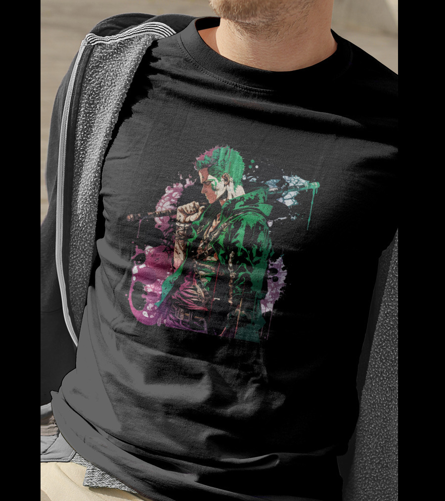 Roronoa Zoro Vibrant Watercolor Style One Piece Fan T-Shirt