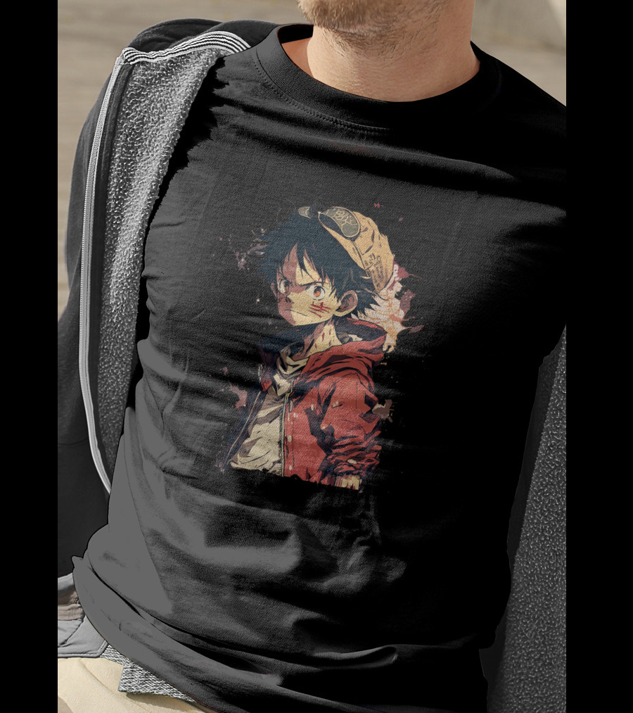 Luffy Kid One Piece Straw Hat Red Jacket Character T-Shirt
