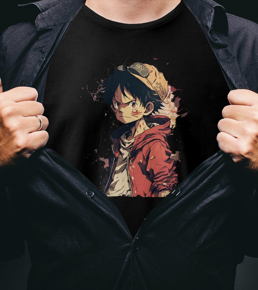 Luffy Kid One Piece Straw Hat Red Jacket Character T-Shirt