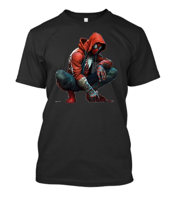 Spider Man Miles Morales In Red Hoodie Urban T-Shirt