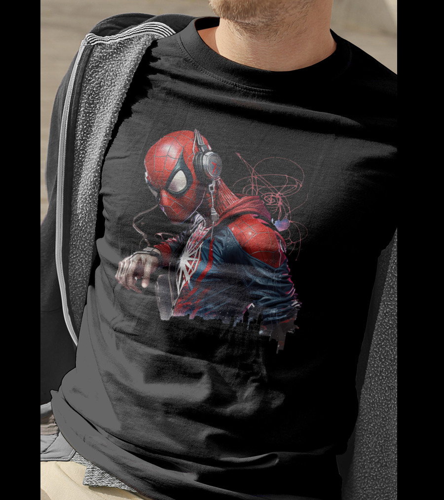 Spider Man Hip Hop Headphones Urban Vibes T-Shirt