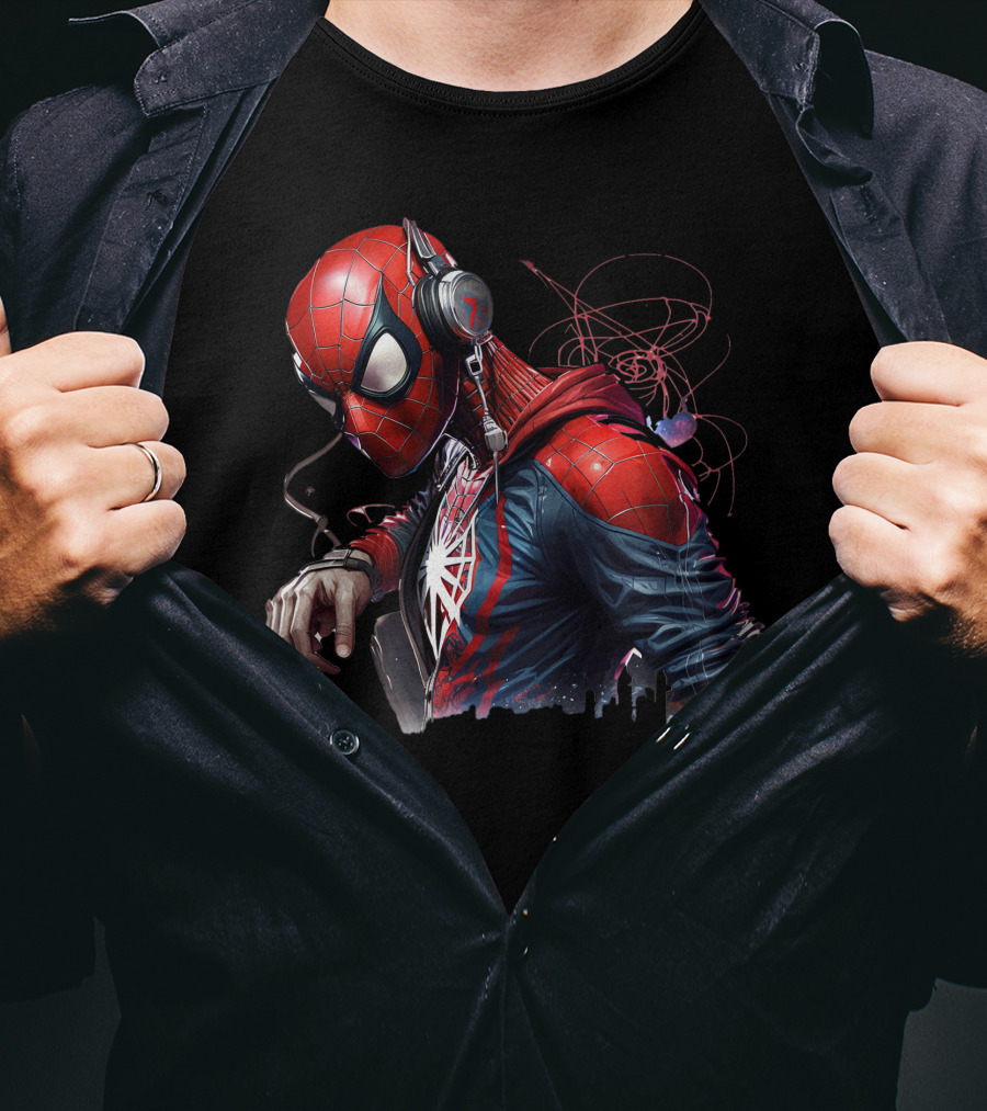 Spider Man Hip Hop Headphones Urban Vibes T-Shirt