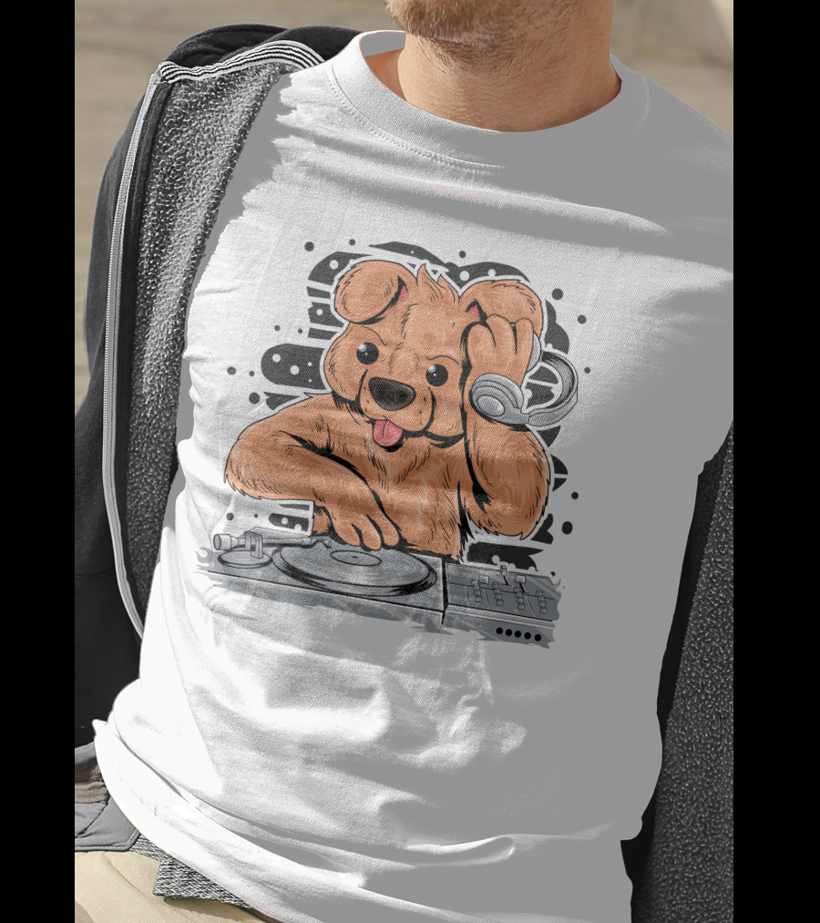 DJ Teedy Bear Mixing Beats With Headphones T-Shirt
