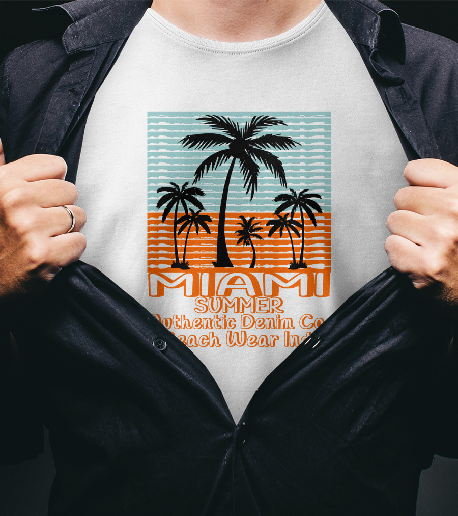 MIAMI SUMMER Authentic Denim Co. Beach Wear Ind T-Shirt