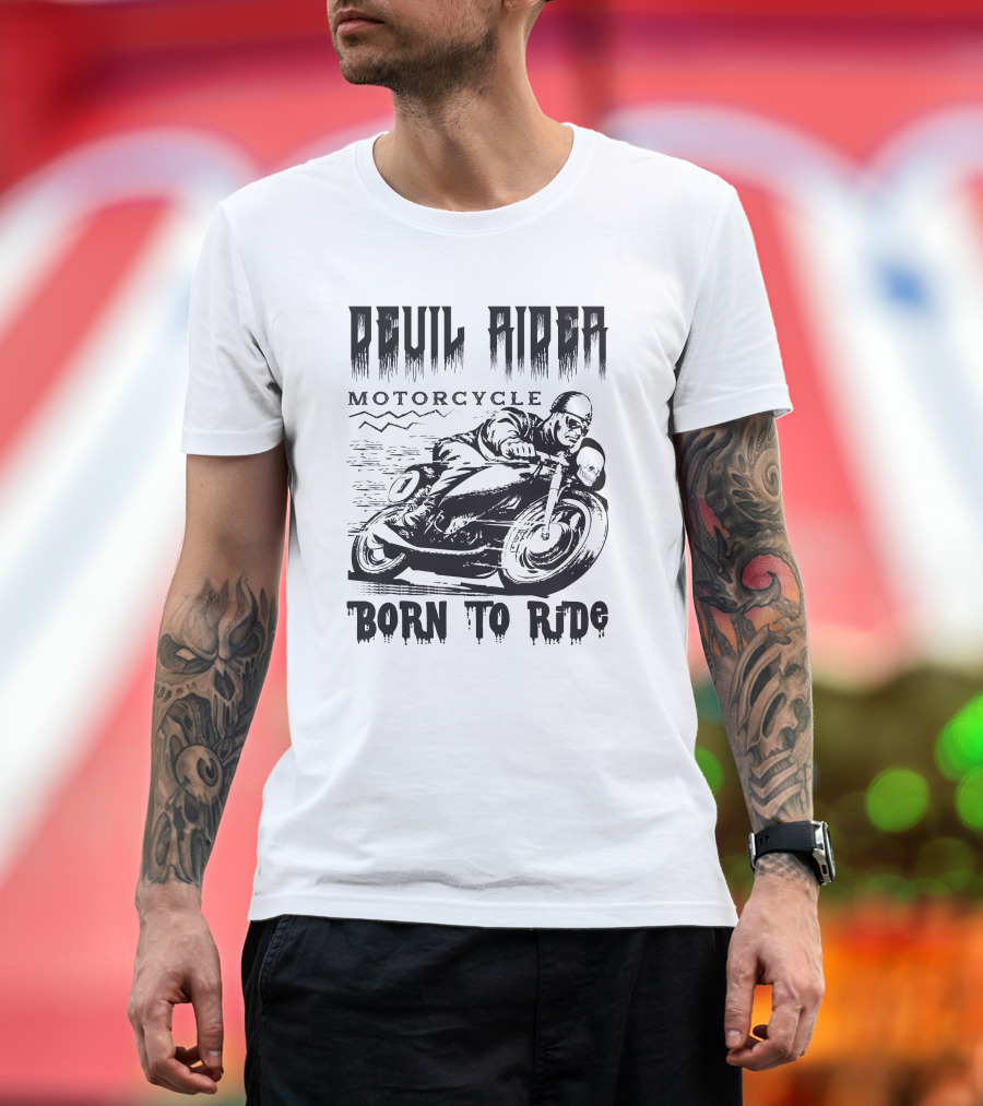 Devil Rider Motorcycle Born To Ride T-Shirt