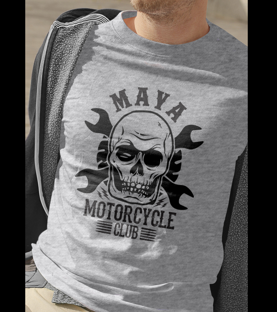 Maya Motorcycle Club Skull Wrench T-Shirt