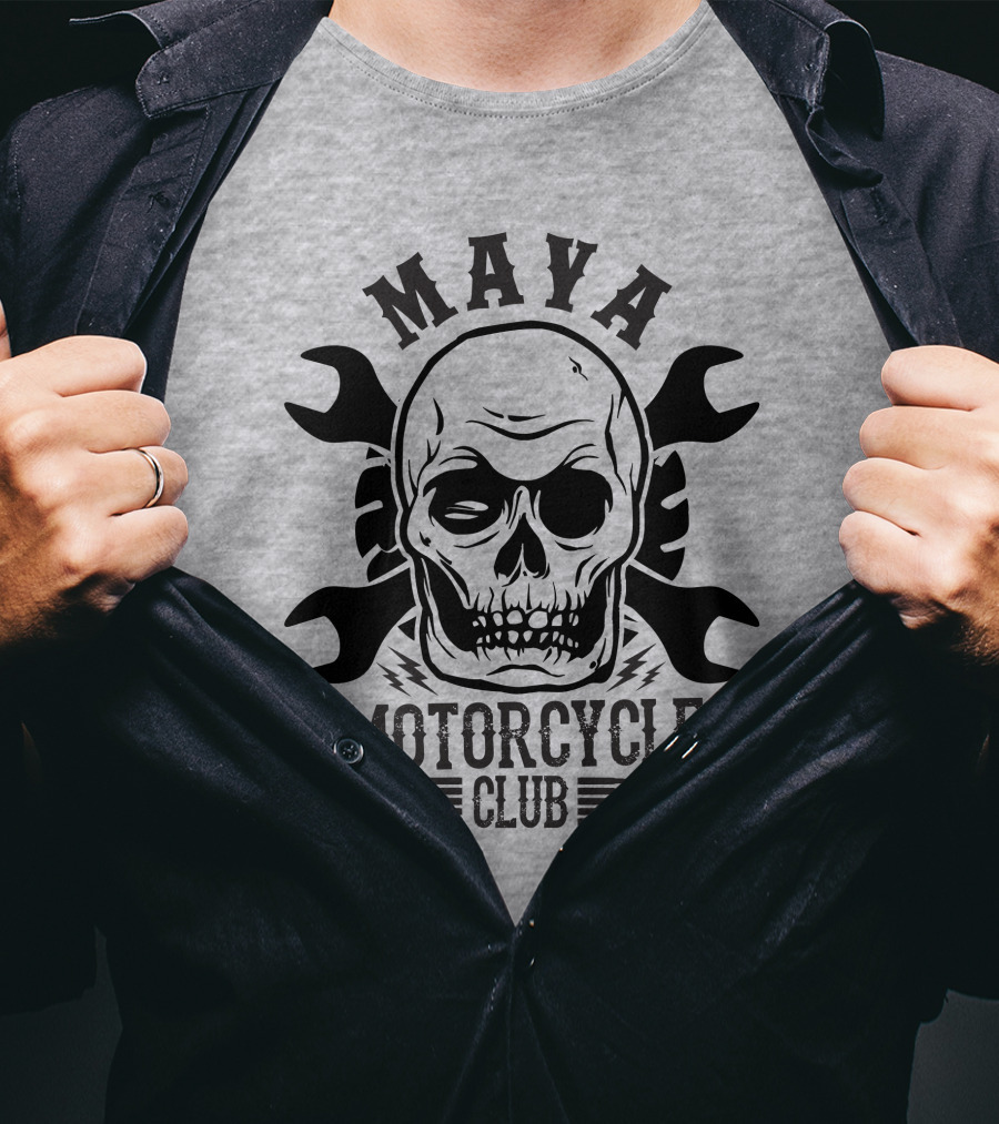 Maya Motorcycle Club Skull Wrench T-Shirt