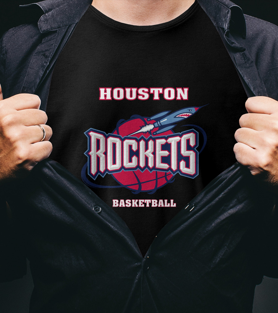 Houston Rockets Basketball Shark Rocket T-Shirt
