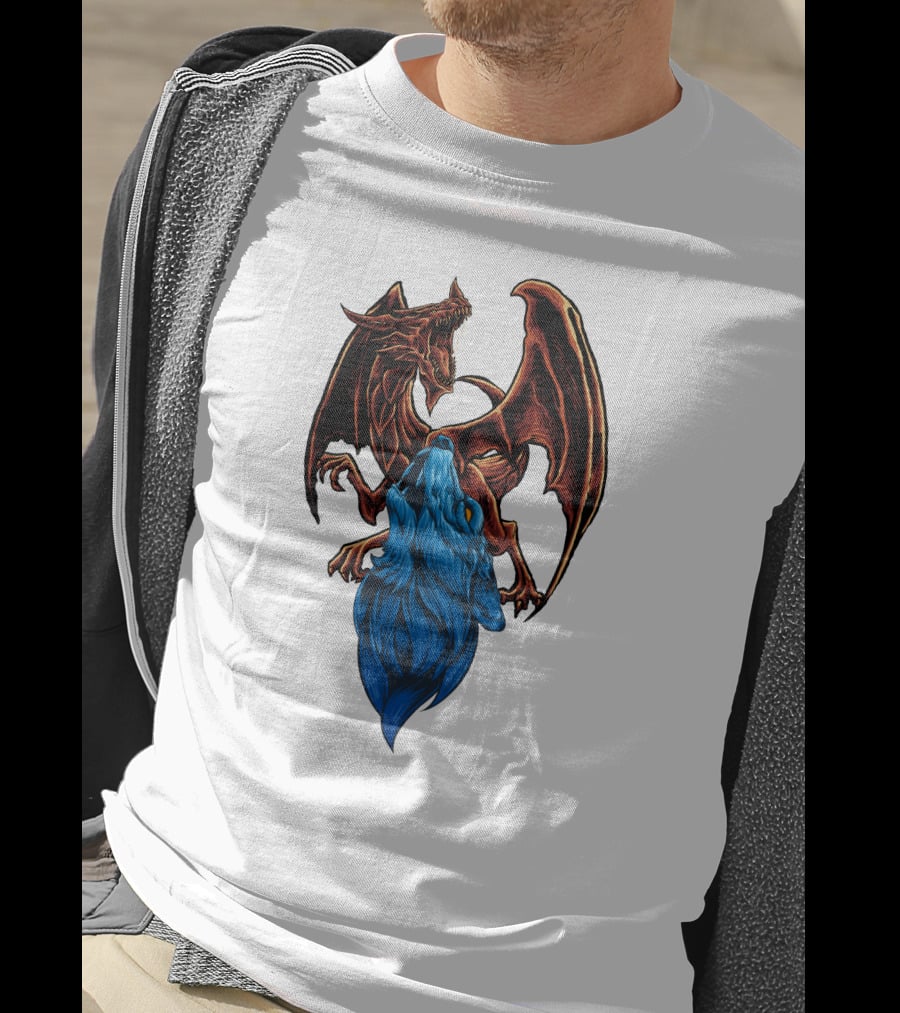DRAGON Red And Blue Mythical Creature T-Shirt