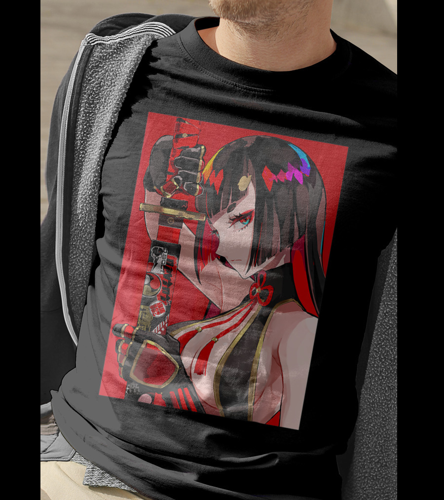 Anime Girl Japanese Aesthetic Katana Warrior Otaku T-Shirt