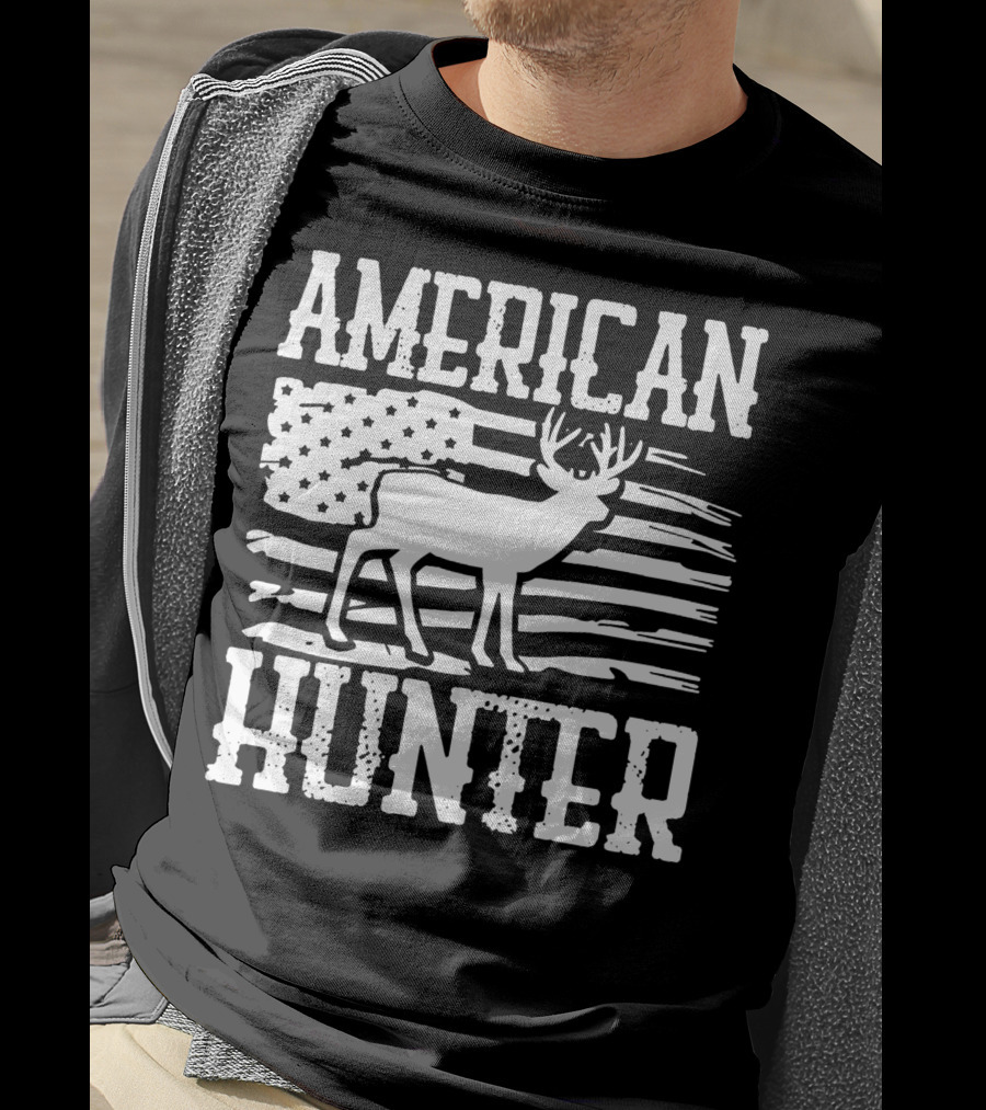 American Flag American Hunter Patriot Party Decor Usa T-Shirt