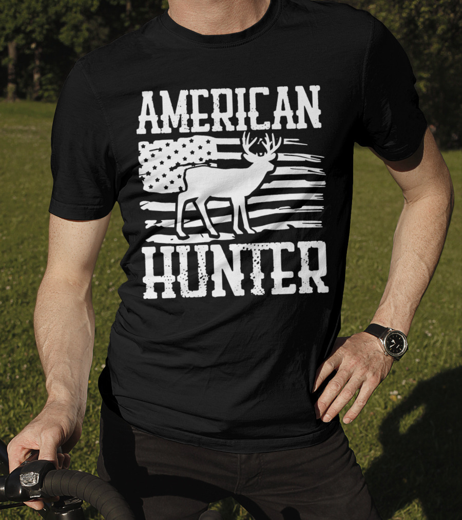 American Flag American Hunter Patriot Party Decor Usa T-Shirt