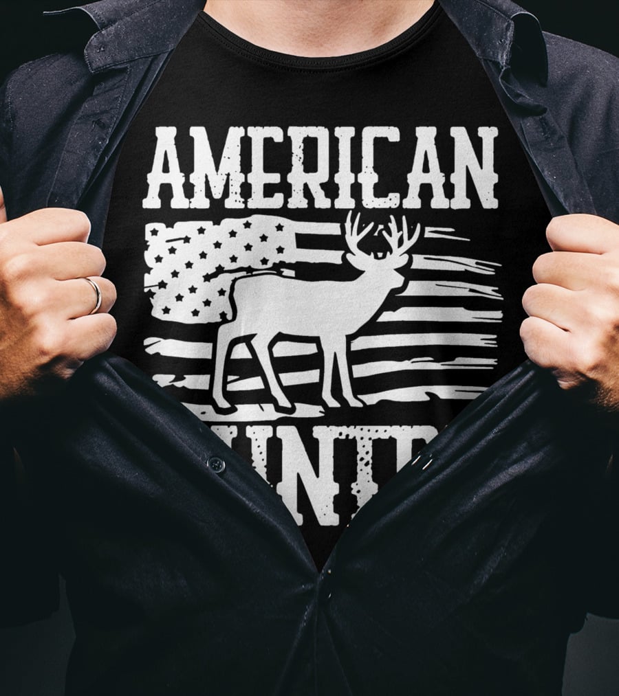 American Flag American Hunter Patriot Party Decor Usa T-Shirt