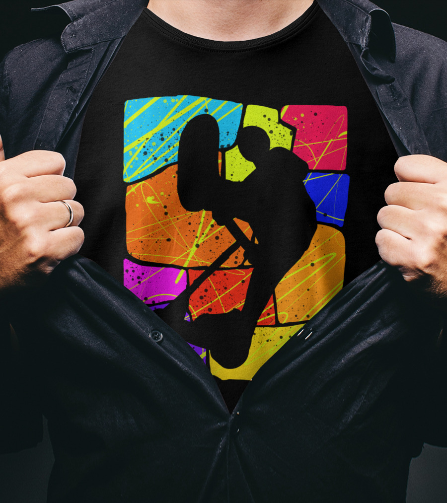 Awesome Scooter Teens Colorful Silhouette Adventure T-Shirt