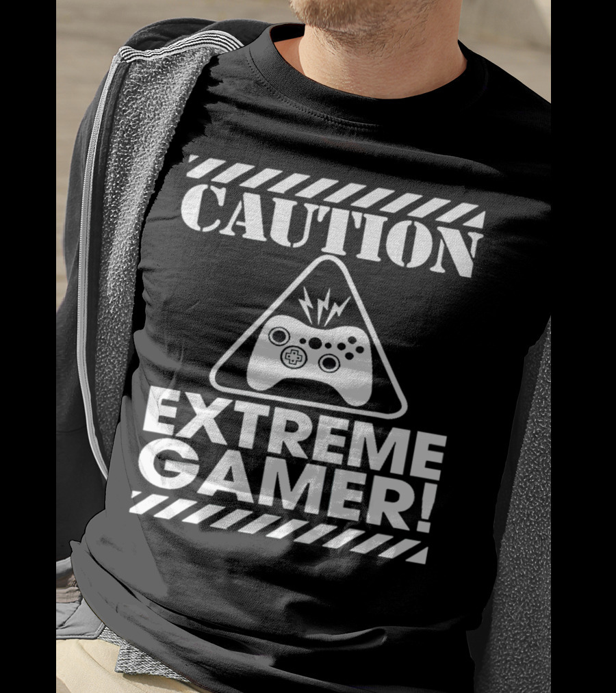 Caution Extreme Gamer Controller Warning T-Shirt