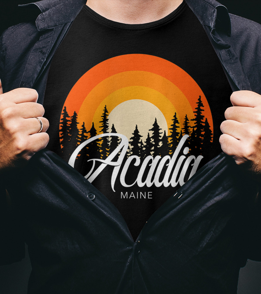 Acadia Maine Sunset Forest Adventure In National Park T-Shirt