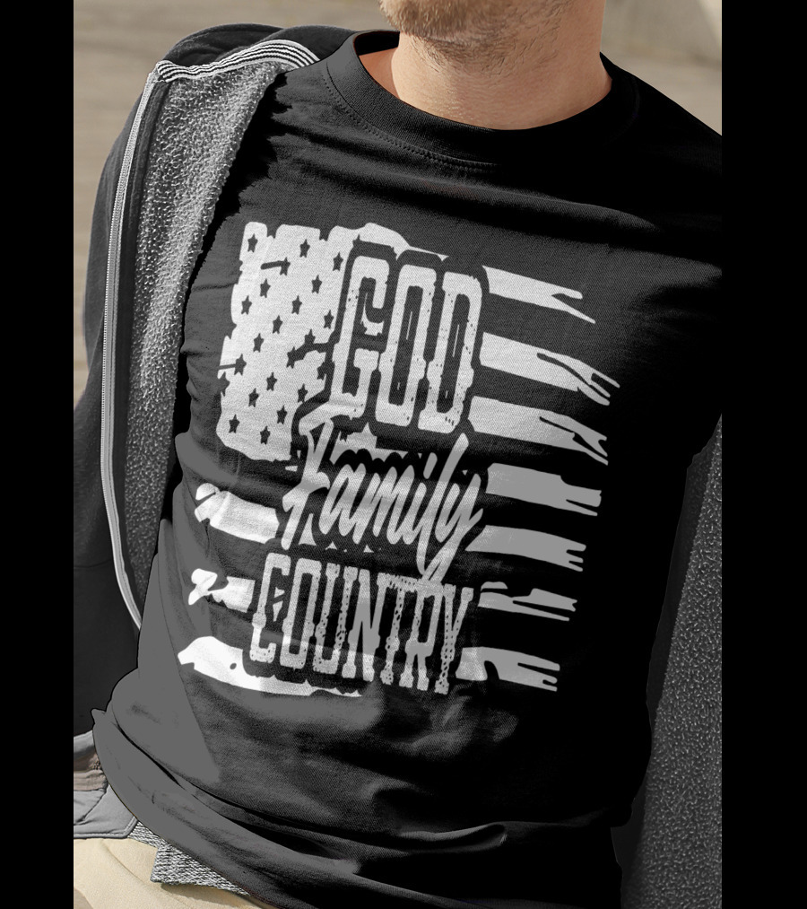 American Flag God Family Country Patriot Party Decor USA T-Shirt