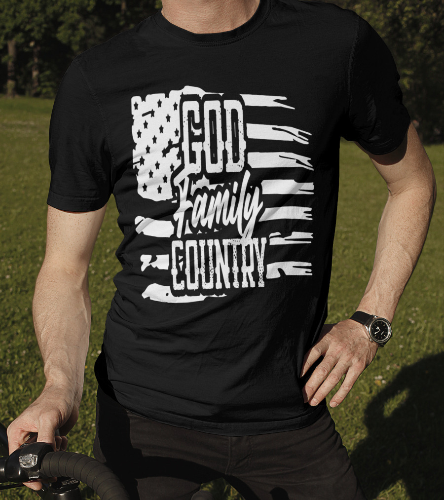 American Flag God Family Country Patriot Party Decor USA T-Shirt