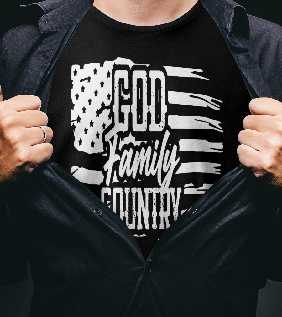 American Flag God Family Country Patriot Party Decor USA T-Shirt