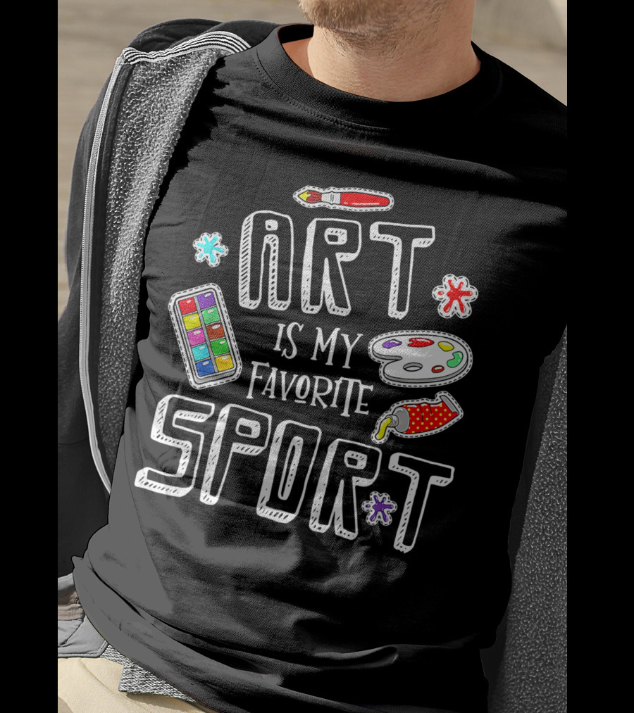 Art Is My Favorite Sport Painter's Palette Brushes Colors T-Shirt
