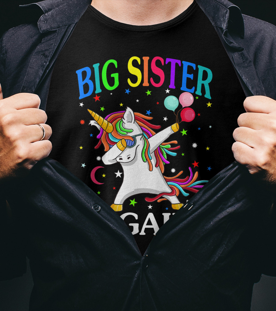 Big Sister Again Unicorn Dabbing Sibling Older Daughter T-Shirt