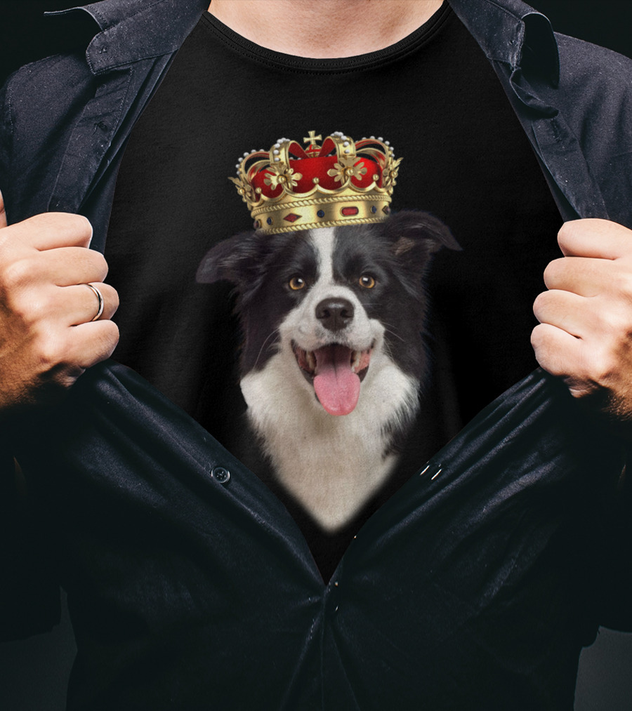 Royal Collie King Dog With Crown T-Shirt