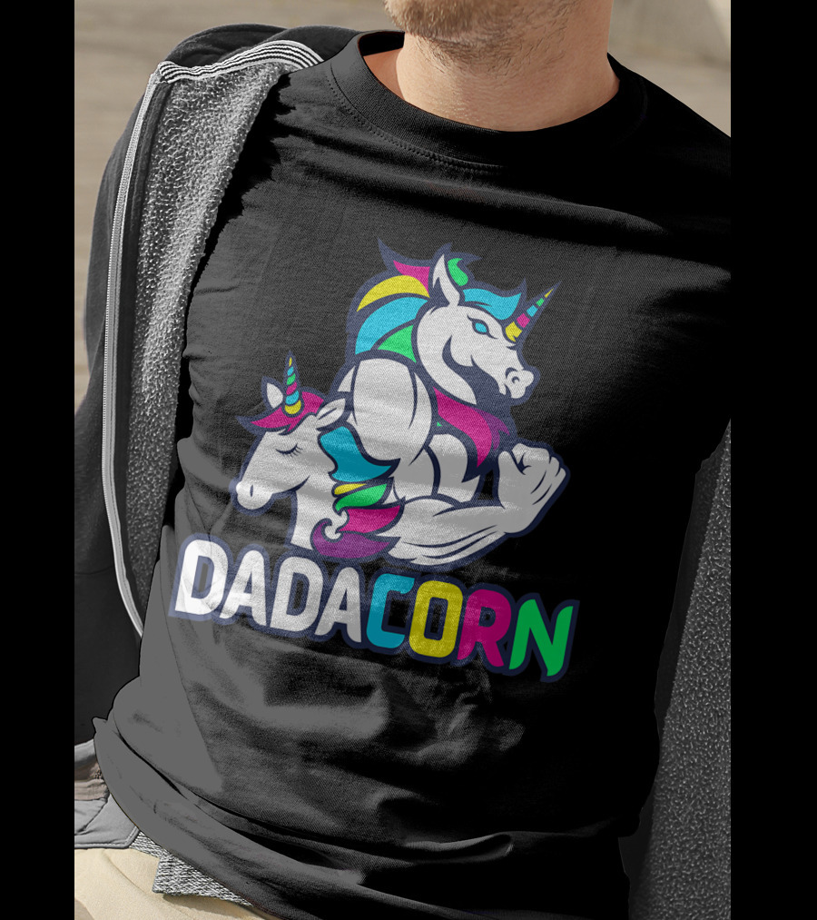 Dadacorn Unicorn Dad Muscle Rainbow Magic T-Shirt