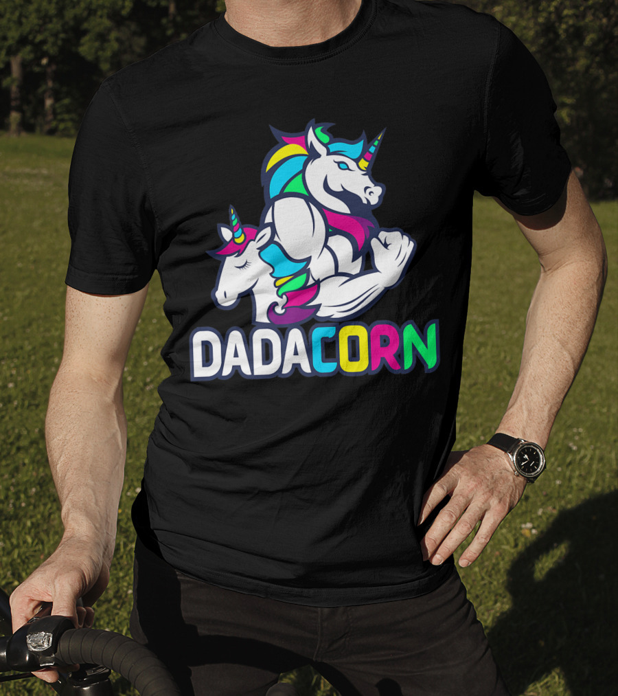 Dadacorn Unicorn Dad Muscle Rainbow Magic T-Shirt