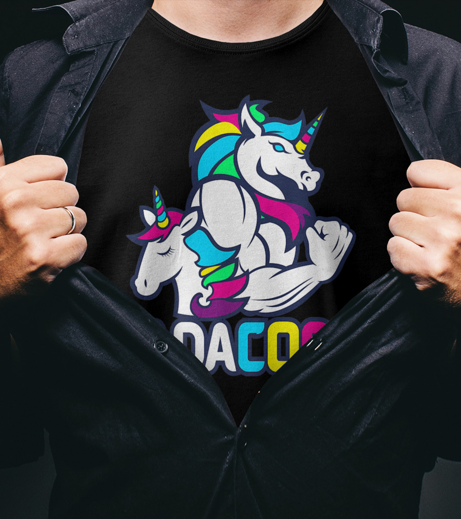 Dadacorn Unicorn Dad Muscle Rainbow Magic T-Shirt