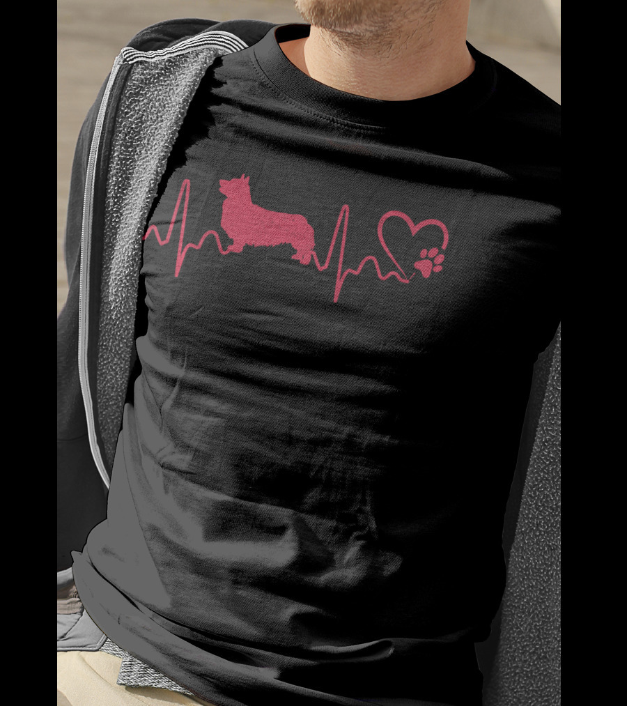 Dogs 365 Corgi Heartbeat Animal Rescue Lifeline T-Shirt