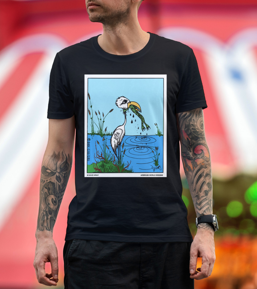 Dont Give Up Frog Bird Inspirational Cartoon by Airbrush World T-Shirt