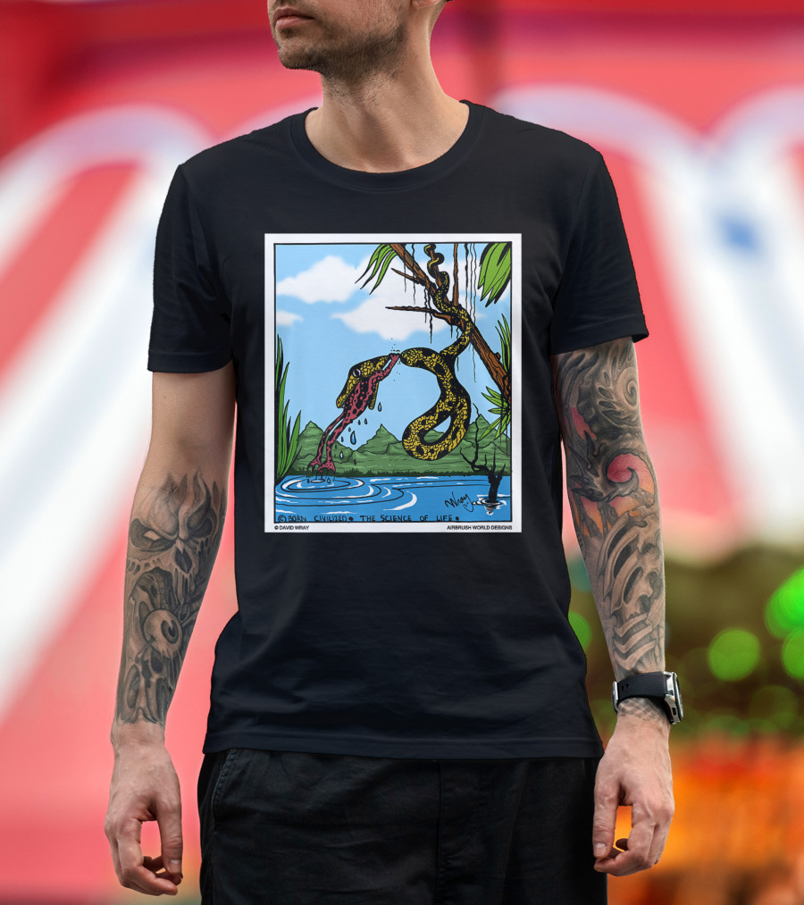 Born Civilized The Science of Life Dont Give Up Frog Snake Reptile T-Shirt