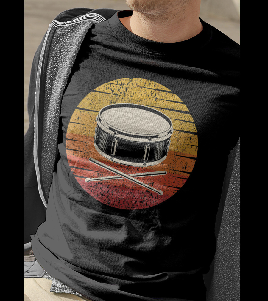 Drum Drummer Drum Band Snare Vintage Sunset T-Shirt