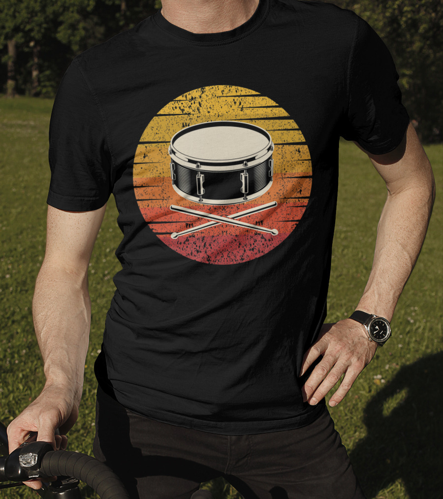 Drum Drummer Drum Band Snare Vintage Sunset T-Shirt