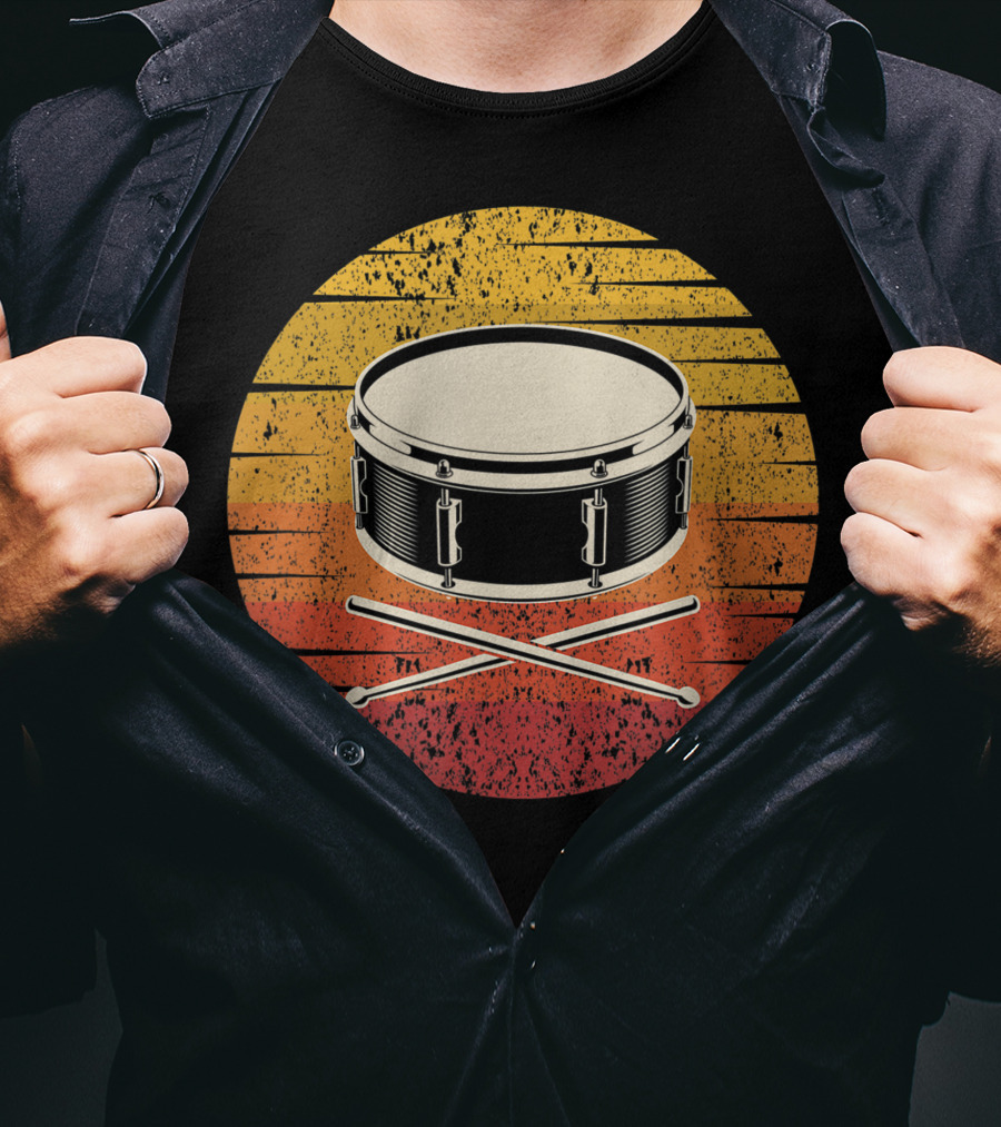 Drum Drummer Drum Band Snare Vintage Sunset T-Shirt
