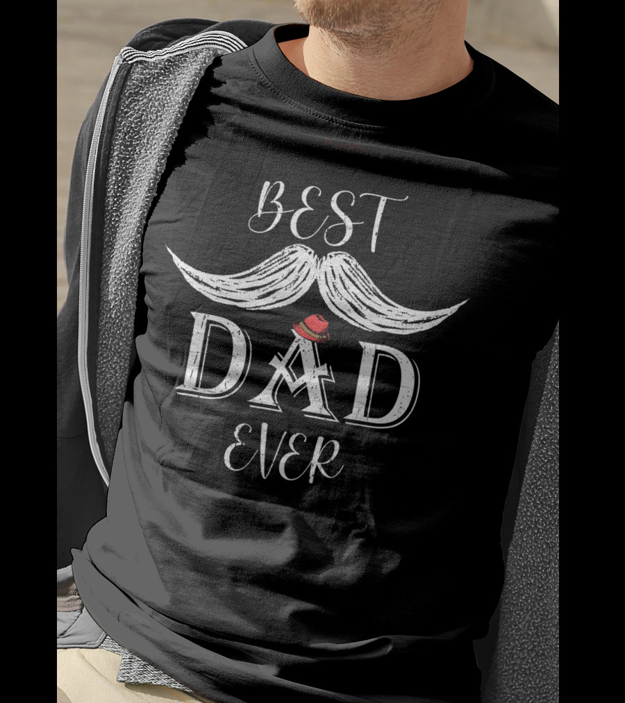 Best Dad Ever Mustache Father's Day Red Hat T-Shirt