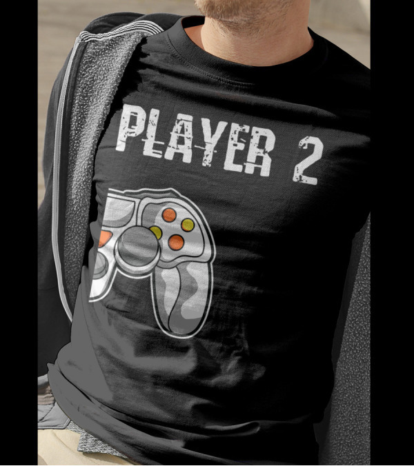 Player 2 Gamer Couple Matching Gaming Player Controller T-Shirt