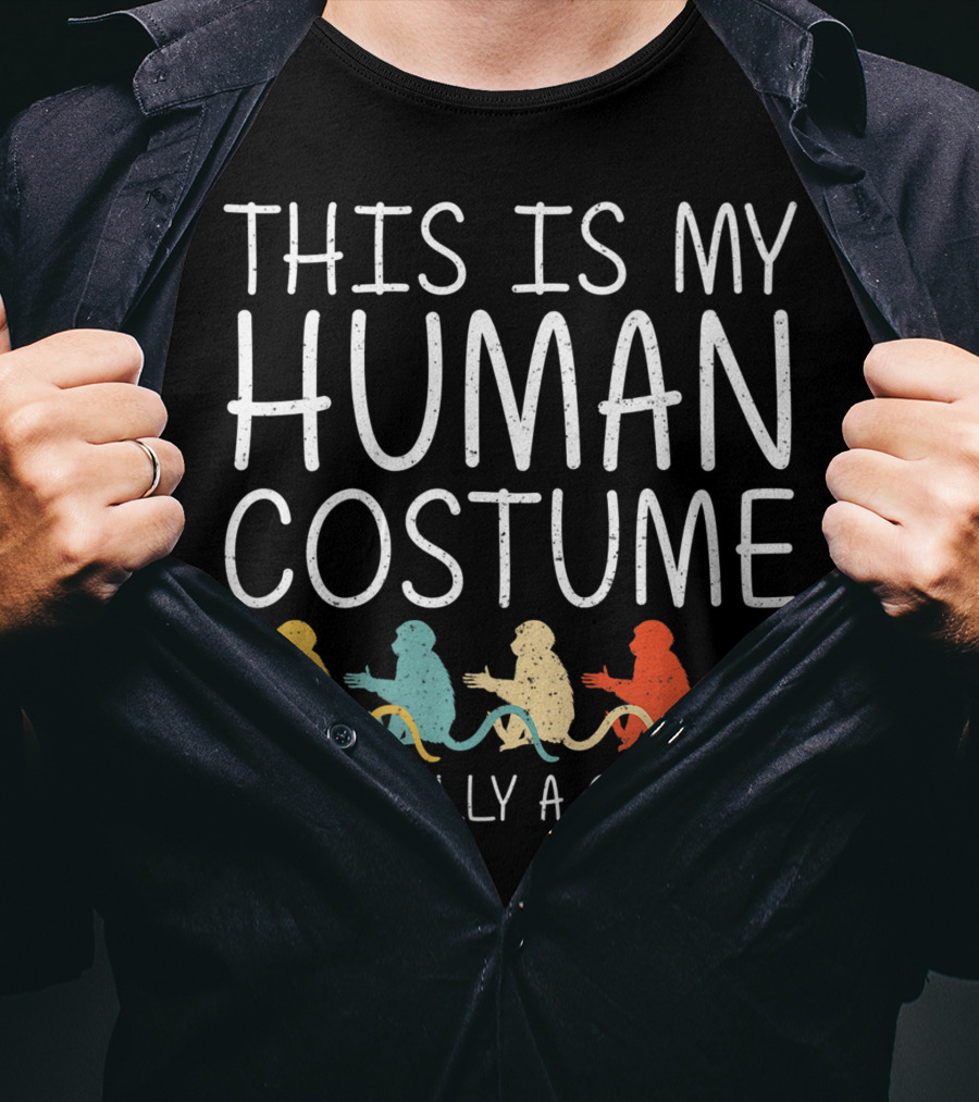 This Is My Human Costume I'm Really A Gibbon Lesser Ape Lar Halloween Easy DIY T-Shirt
