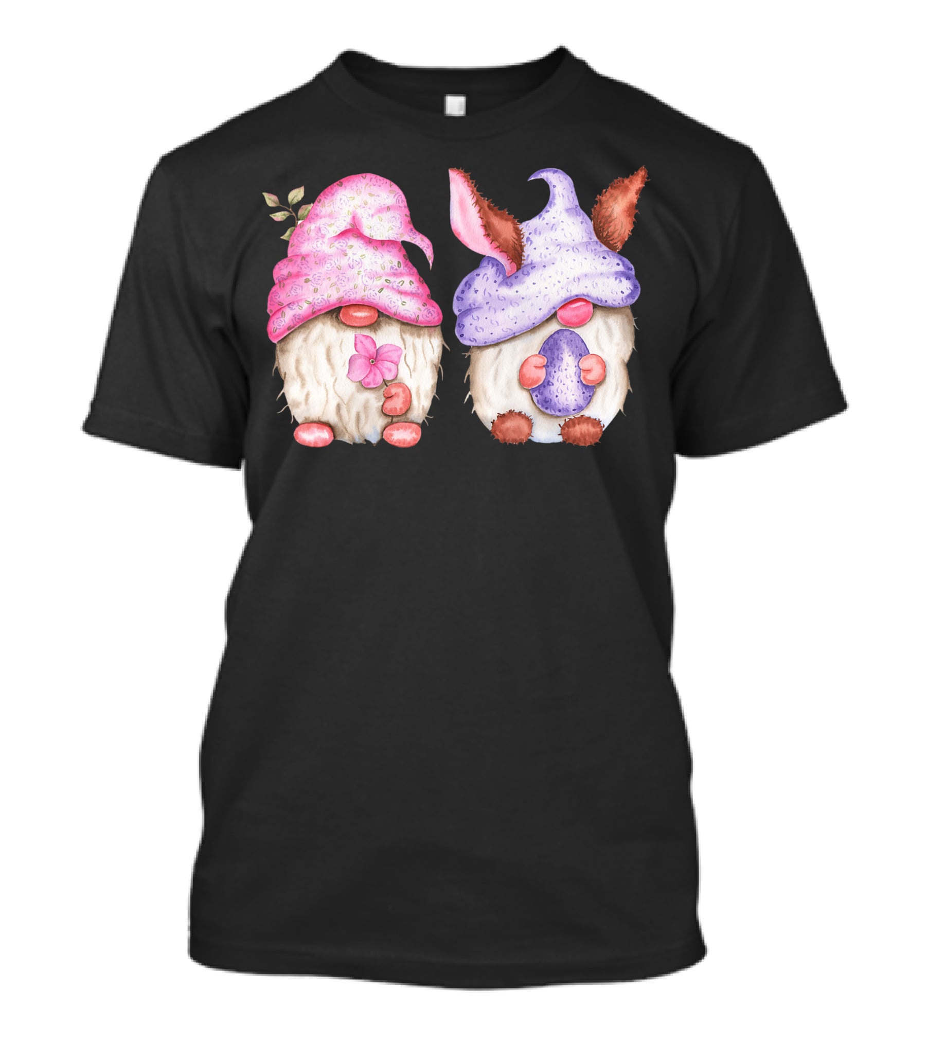 Easter Gnome Springtime Bunny Hat Flowers And Egg T-Shirt