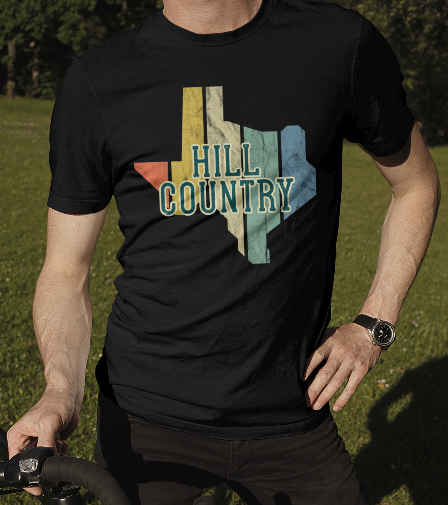 Hill Country Texas State Map Retro T-Shirt