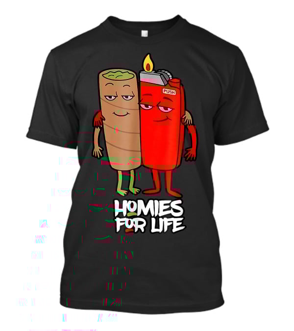 Homies For Life Weed Hugs Blunt Lighter Duo T-Shirt