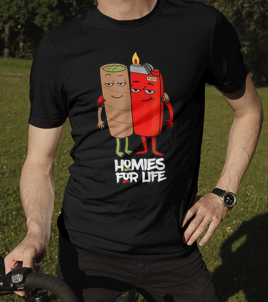 Homies For Life Weed Hugs Blunt Lighter Duo T-Shirt