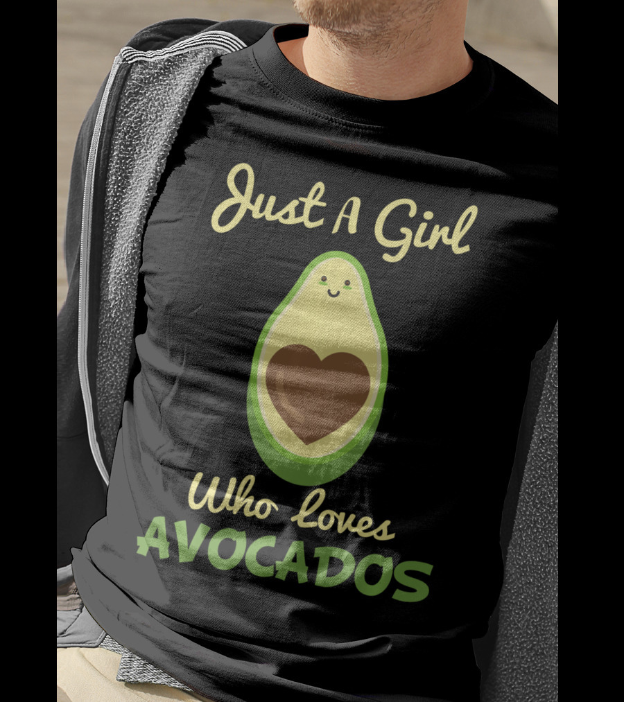 Just A Girl Who Loves Avocados Cute Heart-Faced Avocado T-Shirt