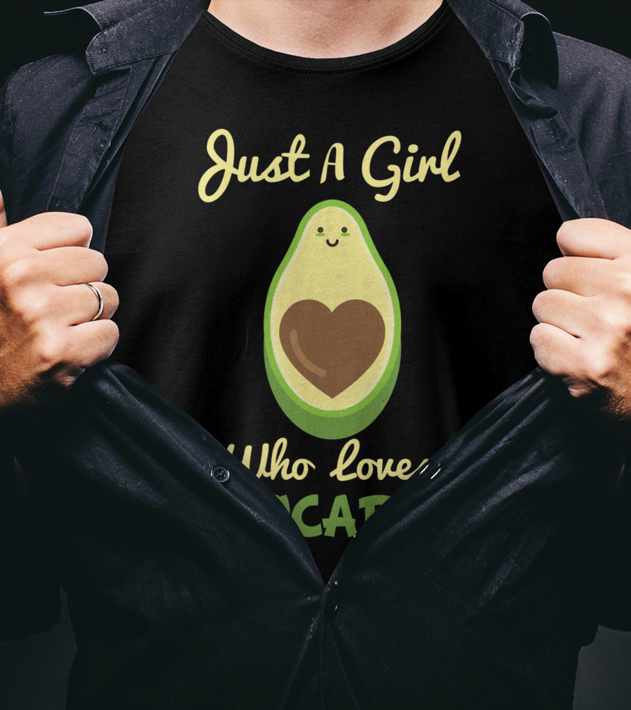 Just A Girl Who Loves Avocados Cute Heart-Faced Avocado T-Shirt