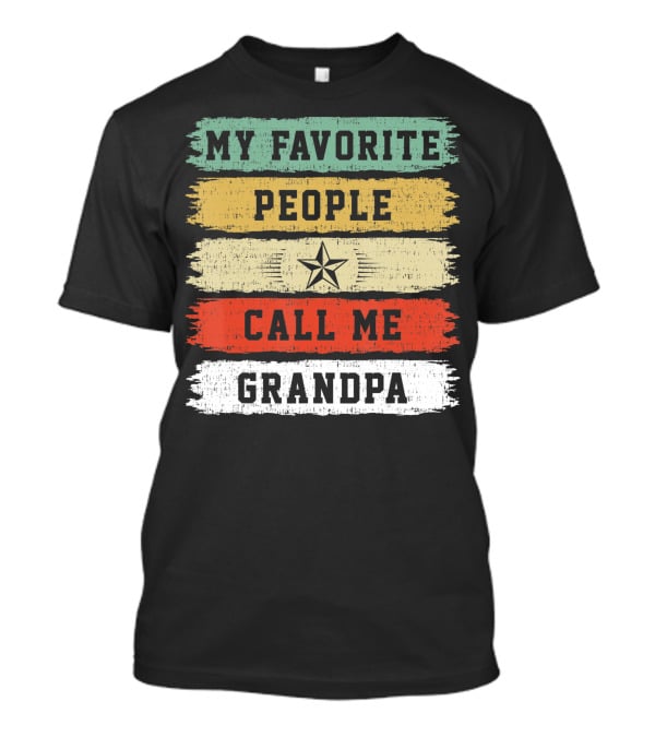 My Favorite People Call Me Grandpa Distressed Stripes Star T-Shirt
