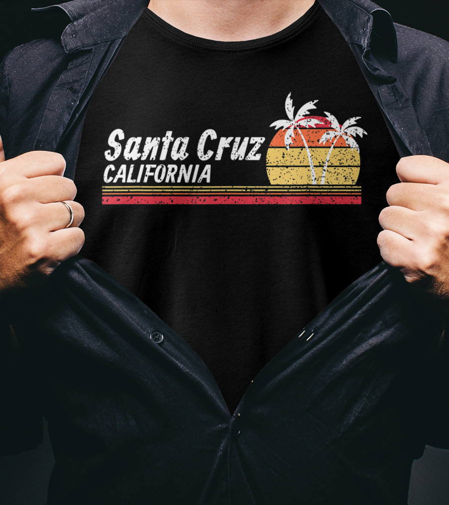 Santa Cruz California Palm Trees Vintage Sunset T-Shirt